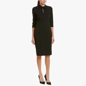 Donna Morgan Stretch Crepe 3/4 Sleeve Twisted Neckline Sheath Dress Black Size 4